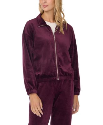 Women's Velour Zip-Front Mock Neck Jacket