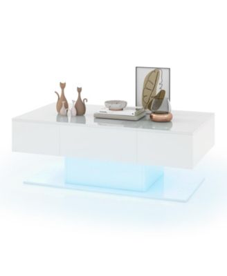 Modern LED Coffee Table with 20 Color LED Lights and 2 Storage Drawers