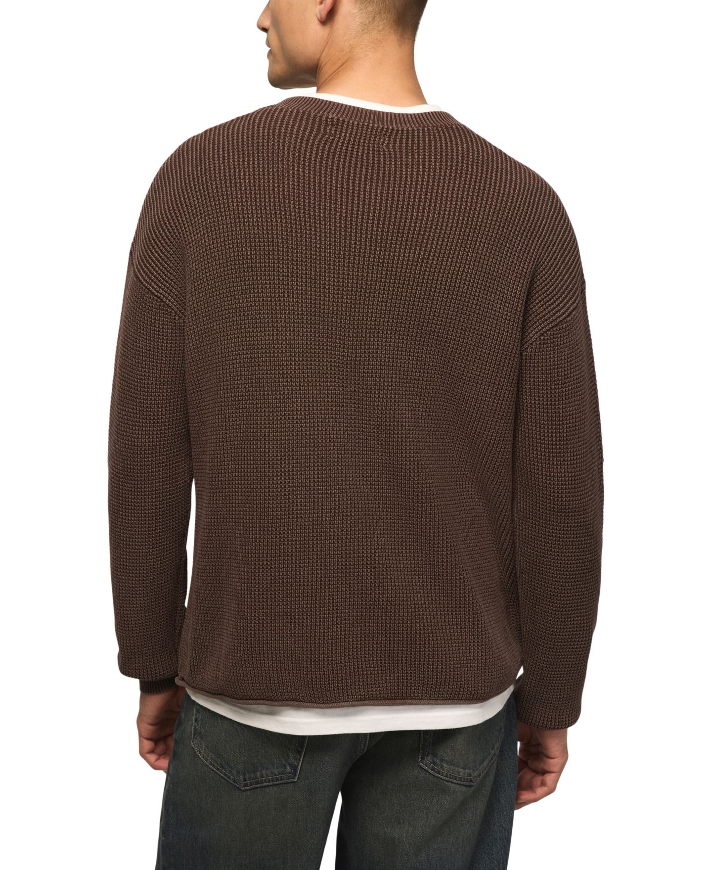 Мужской свитер Lucky Brand Washed Textured Crewneck, цвет: Кофейный — фото 3