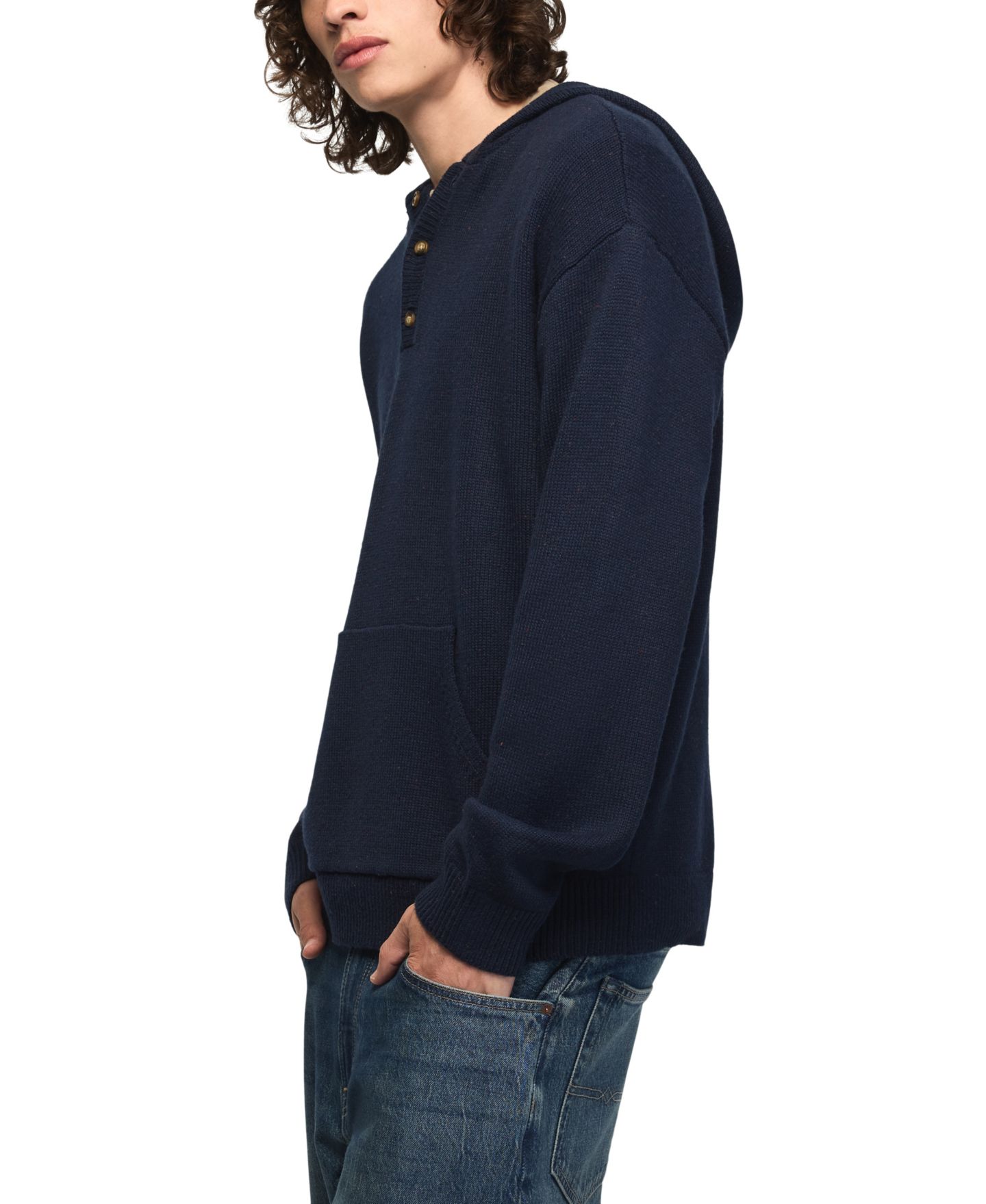 Мужской свитер Lucky Brand Donegal Hooded Kangaroo-Pocket, цвет: Naval Academy — фото 3