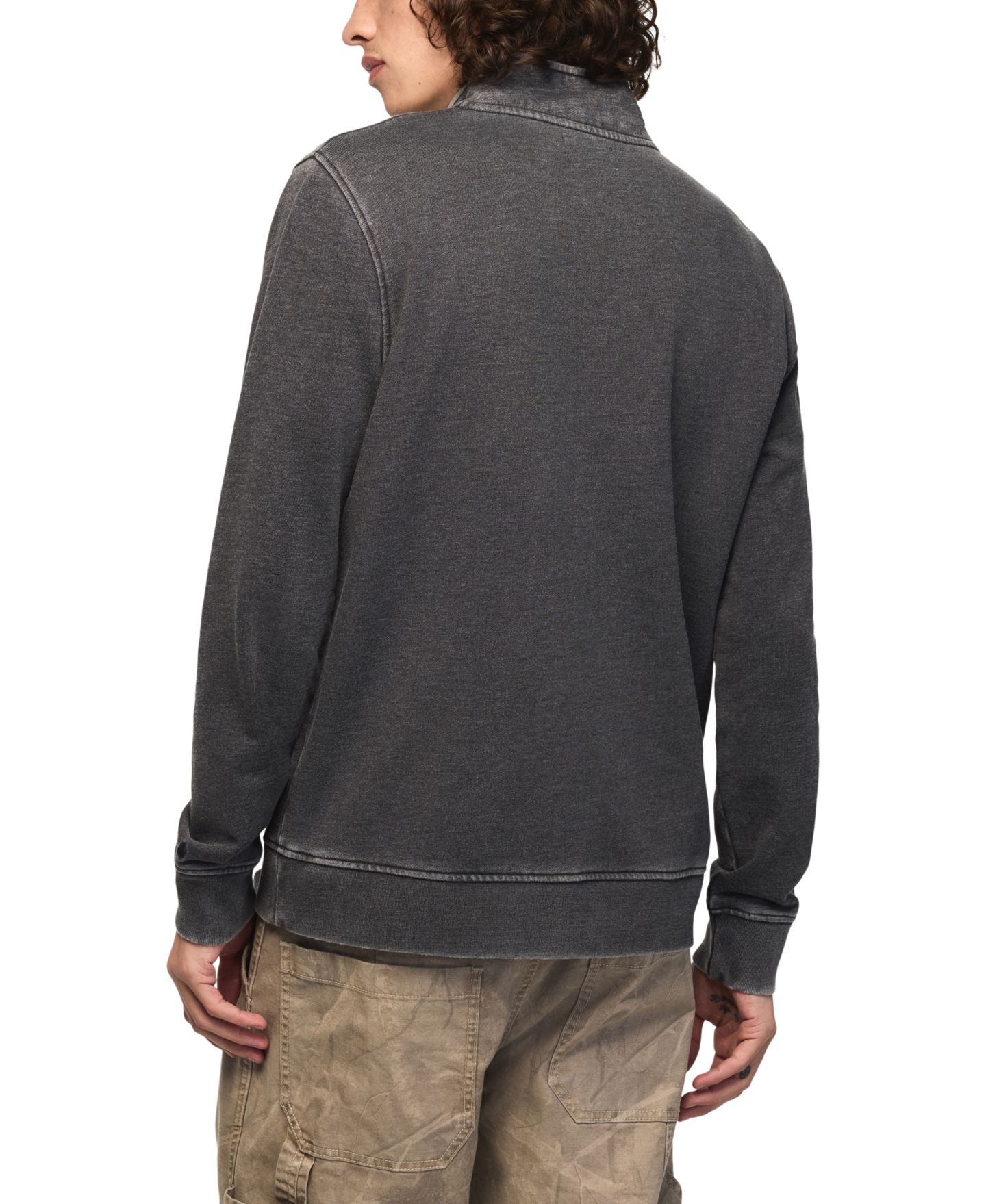 Мужские толстовки Lucky Brand Venice Burnout Mockneck French-Terry Quarter-Zip Fleece, цвет: Угольно-чёрный — фото 4
