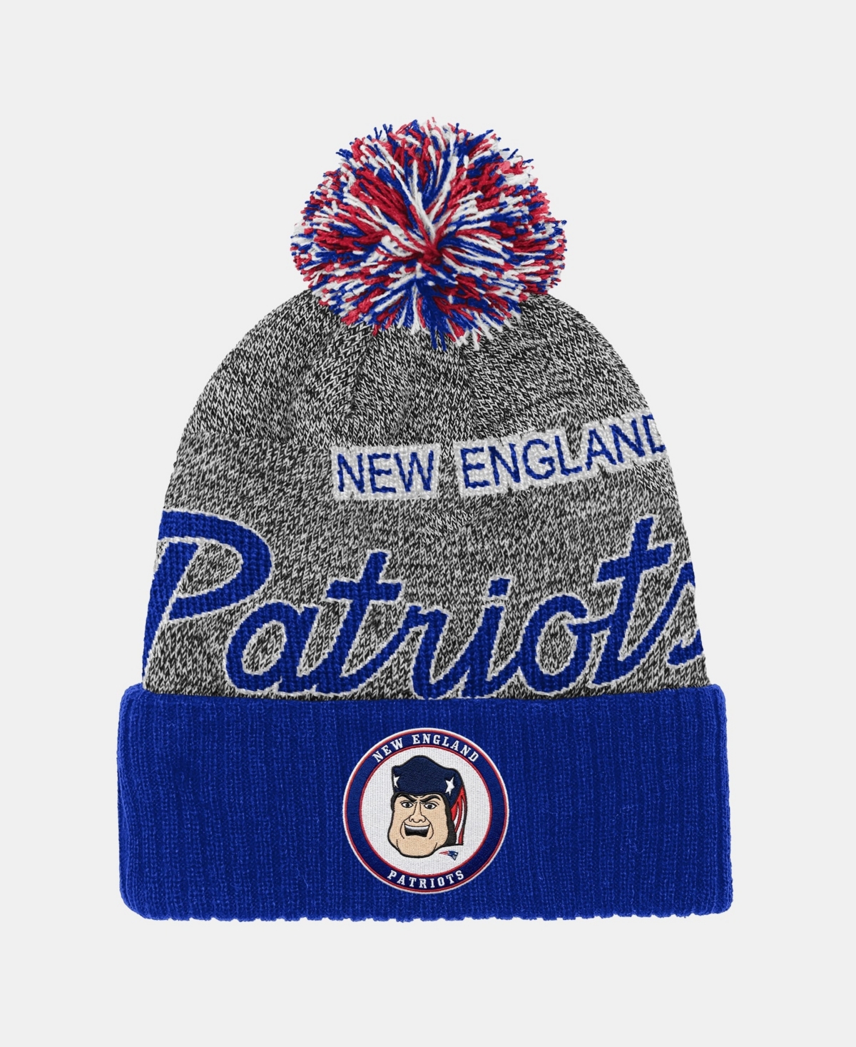 Mitchell & Ness Big Boys and Girls New England Patriots Knit Cuffed Puff Beanie