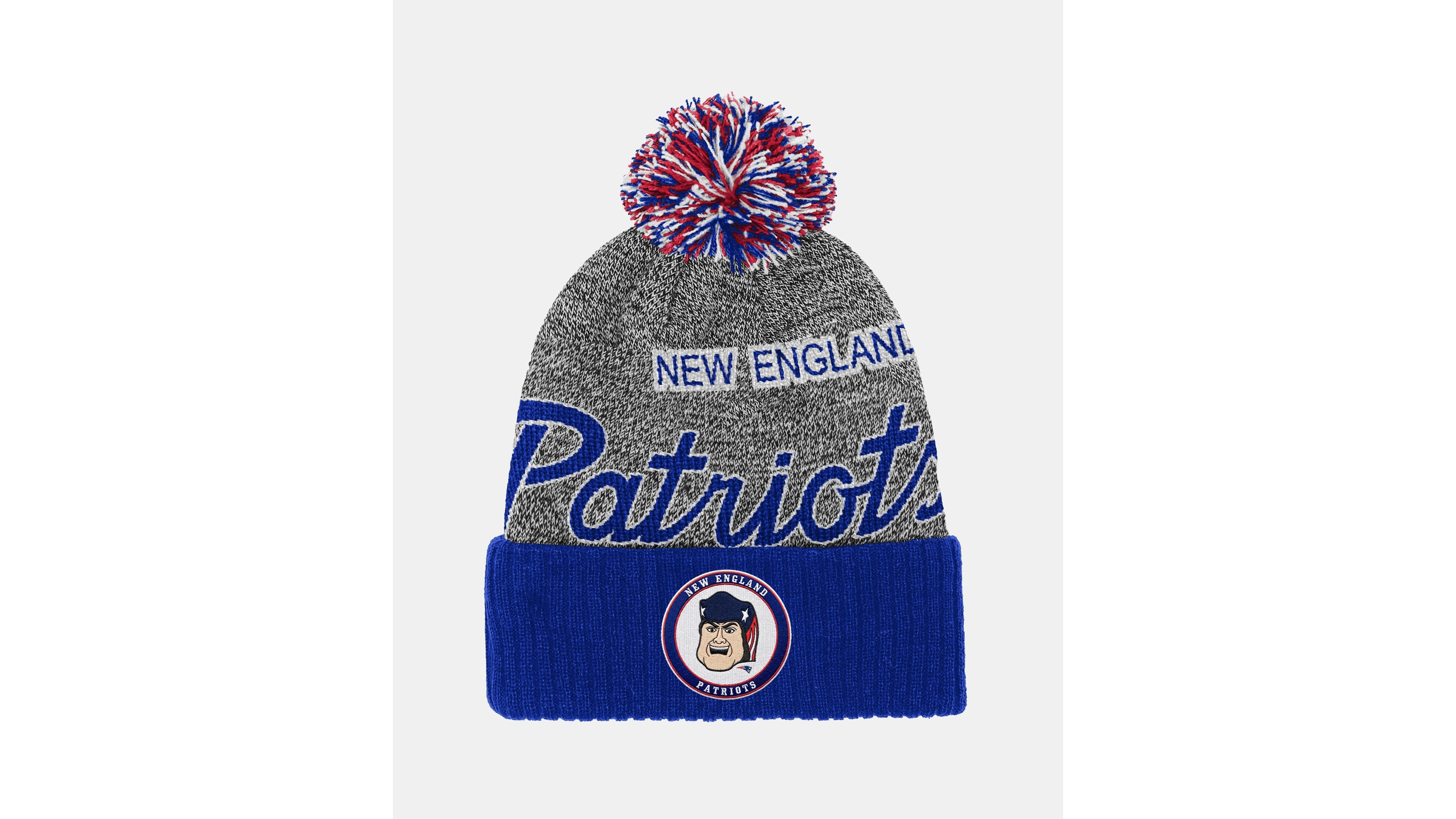 Mitchell & Ness Big Boys and Girls New England Patriots Knit Cuffed Puff Beanie