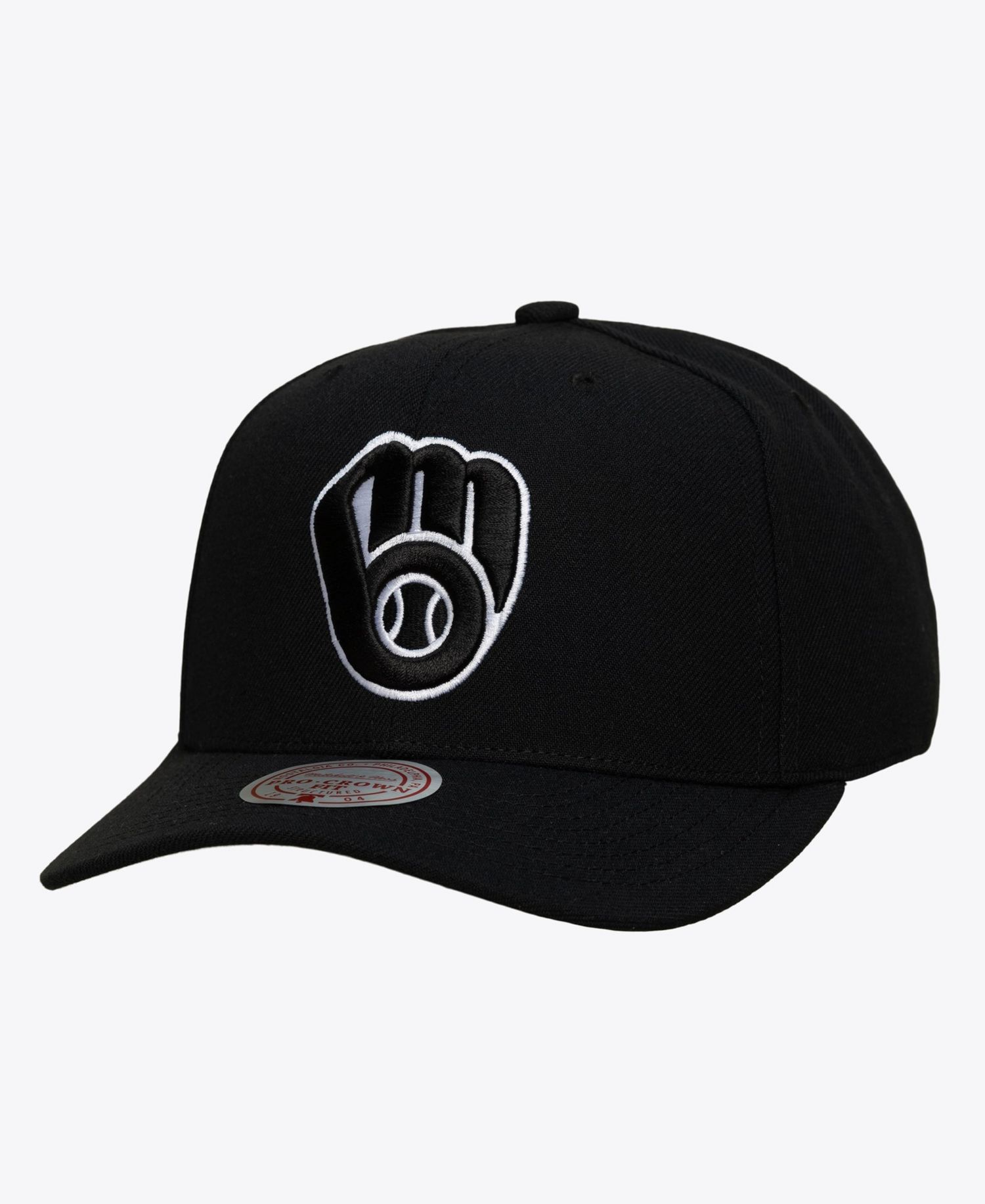 Men's Black Milwaukee Brewers Black and White Pro Crown Snapback