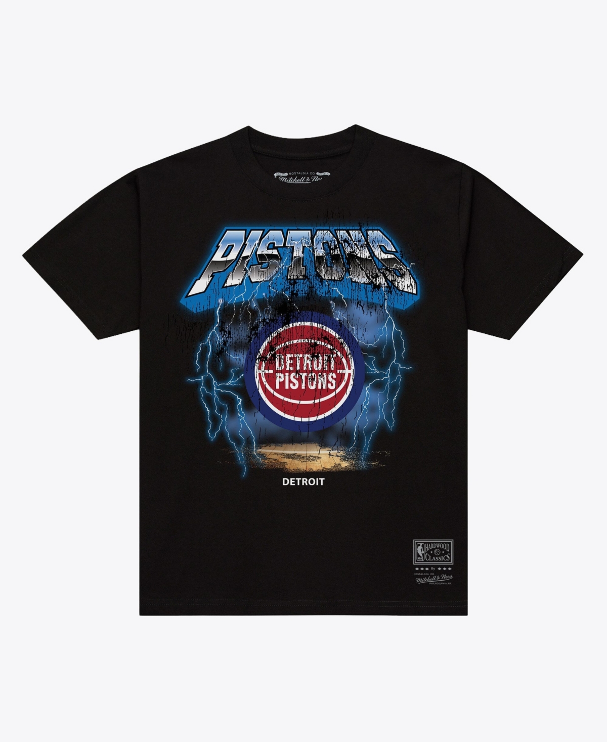 Mitchell & Ness Men's Detroit Pistons Lightning Hardwood Classics Graphic T-Shirt