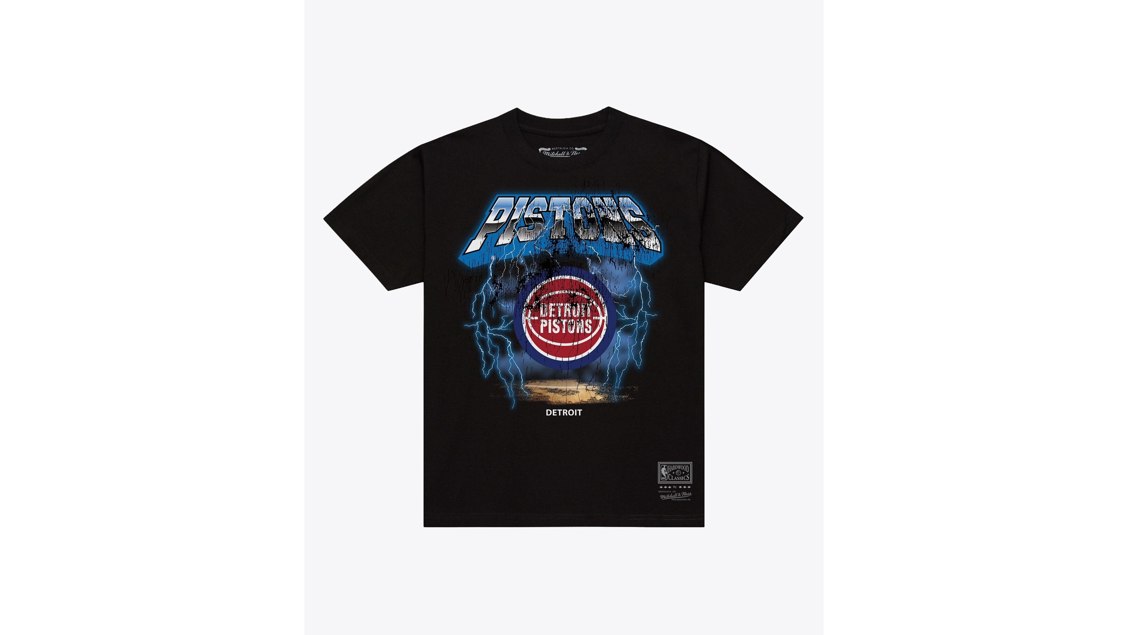 Mitchell & Ness Men's Detroit Pistons Lightning Hardwood Classics Graphic T-Shirt
