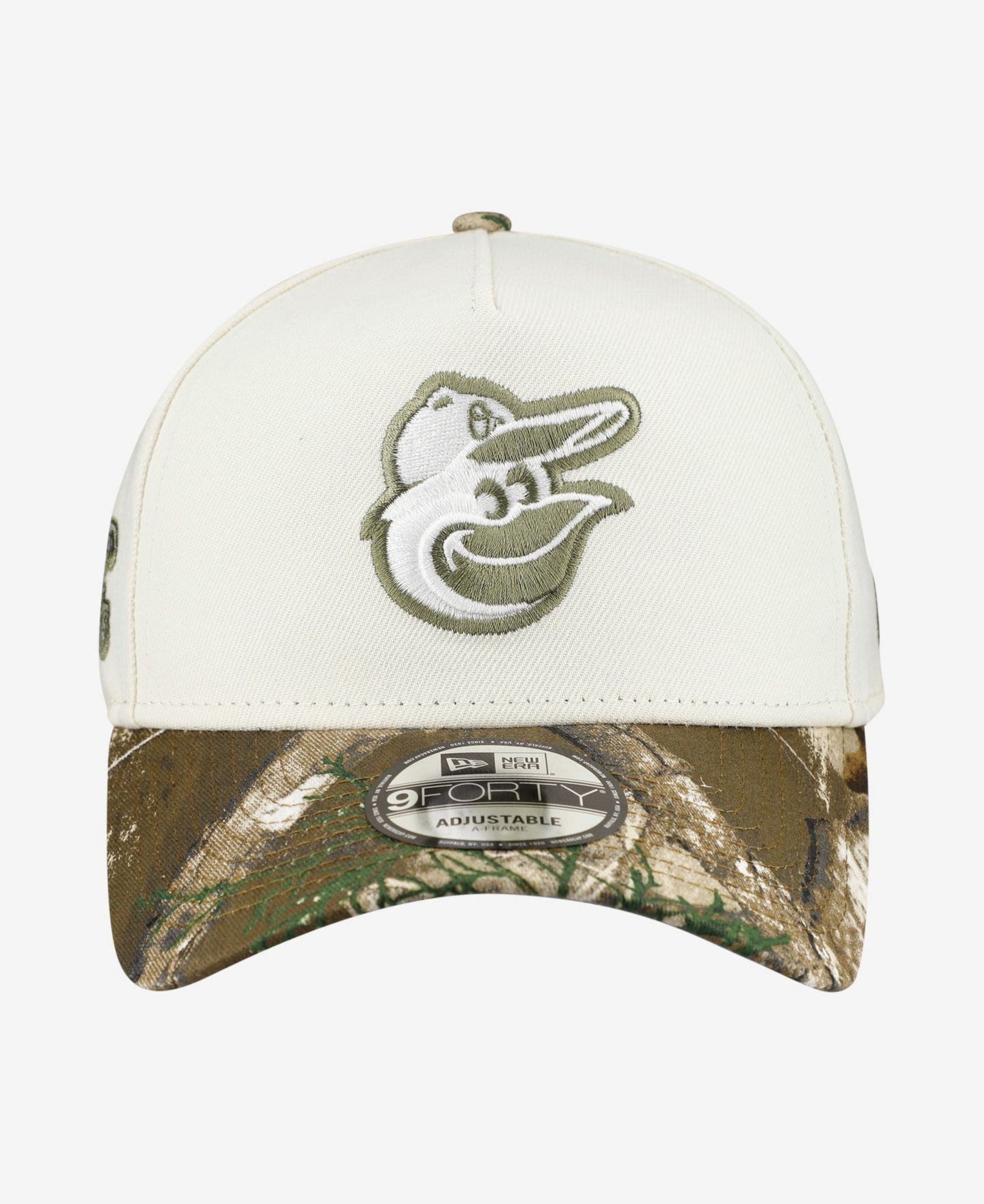 Мужская кепка New Era Cream/Realtree Camo Baltimore Orioles 9FORTY A-Frame Adjustable Hat — фото 2
