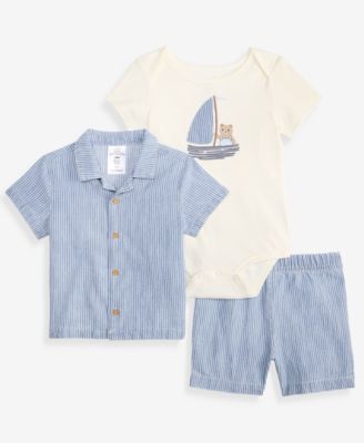 Baby Boys' Resort Shirt, Bodysuit, and Shorts, 3-Piece Set