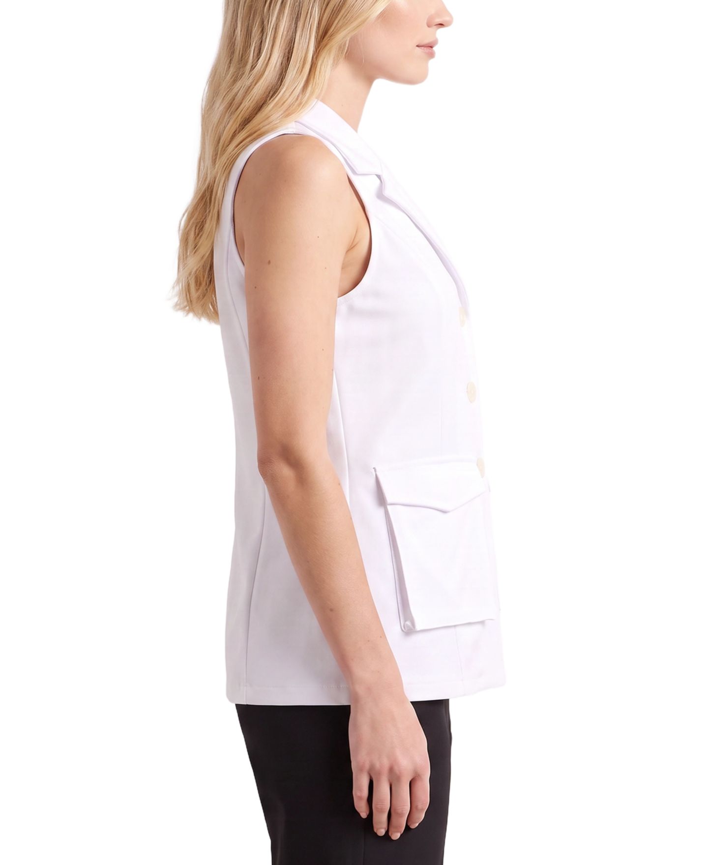 Женский жилет NY Collection Tailored Notch Collar 3-Button, цвет: Белый — фото 2