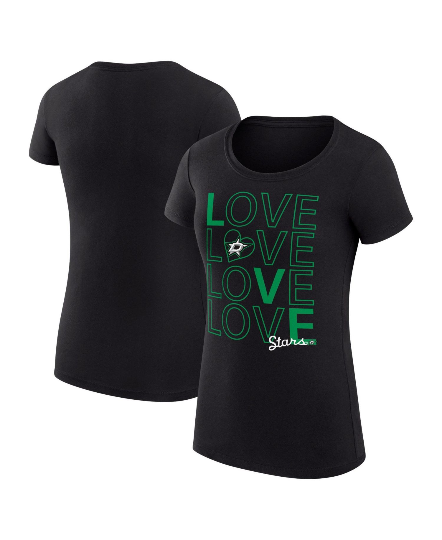 Women's Black Dallas Stars Super-Slim Fit Lightweight Hockey Love T-Shirt