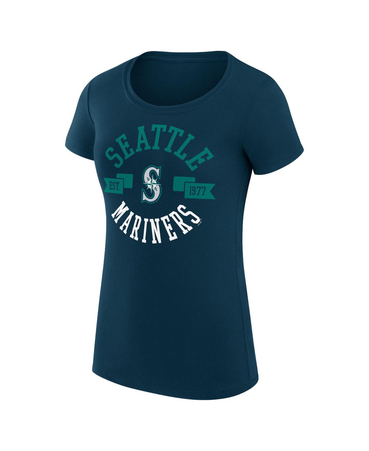 Женская футболка G-III 4Her by Carl Banks Navy Seattle Mariners Super-Slim Fit Lightweight City Graphic — фото 4