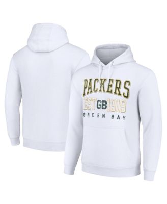 Men's and Women's White Green Bay Packers Throwback Logo Pullover Hoodie