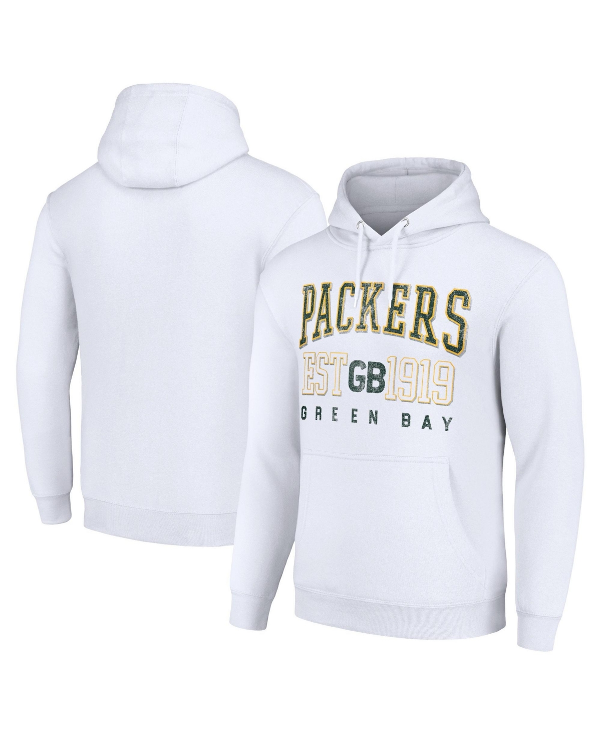 Starter Men's and Women's Green Bay Packers Throwback Distressed Pullover Hoodie - White