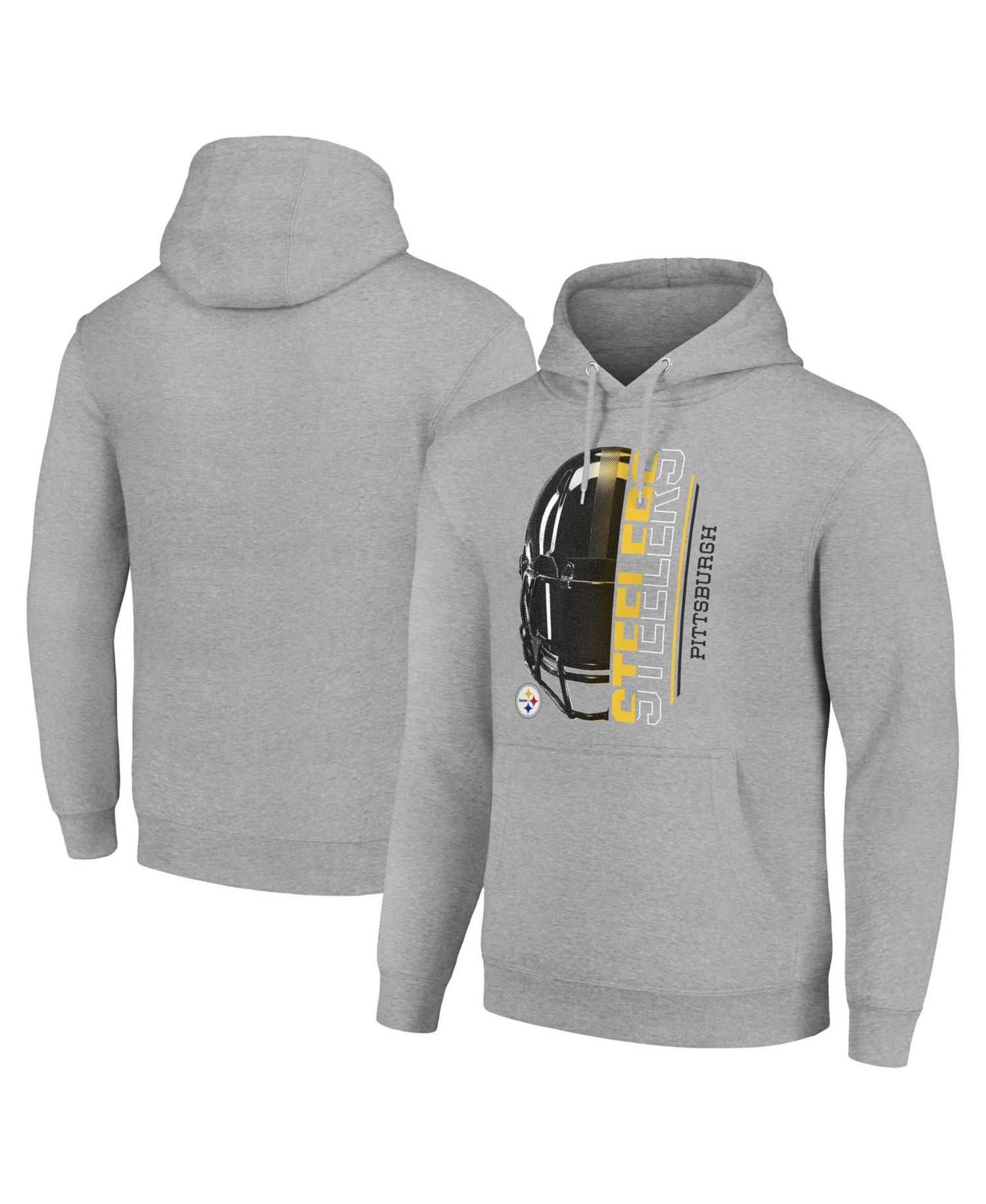 Men's and Women's Heather Gray Pittsburgh Steelers Half Helmet Logo Pullover Hoodie