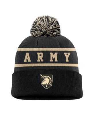 Men's Black Army Black Knights Peak Cuffed Knit Hat with Pom