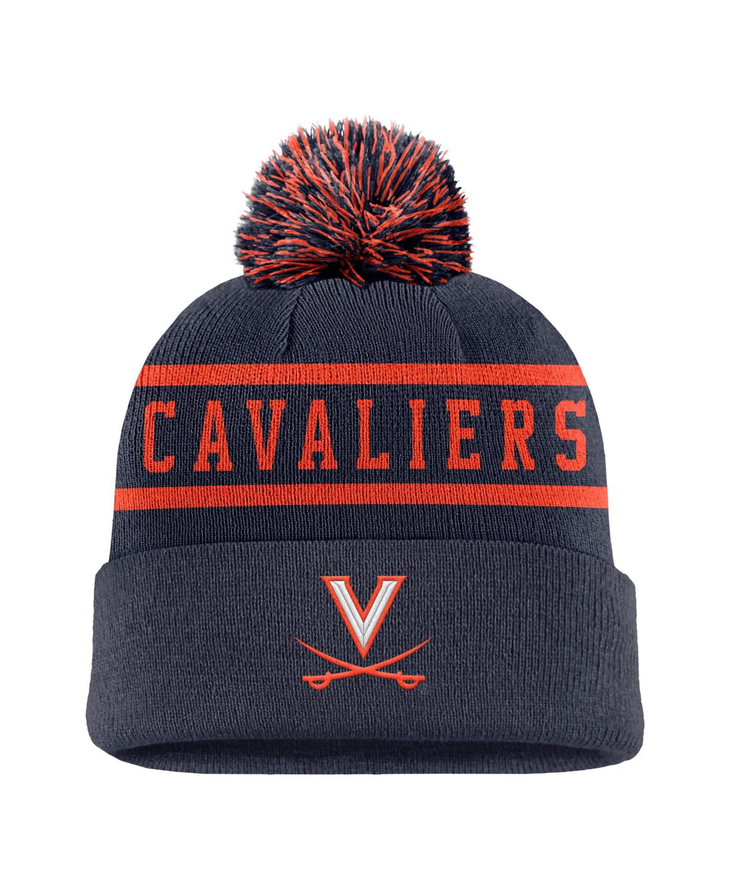 Men's Navy Virginia Cavaliers Peak Cuffed Knit Hat with Pom