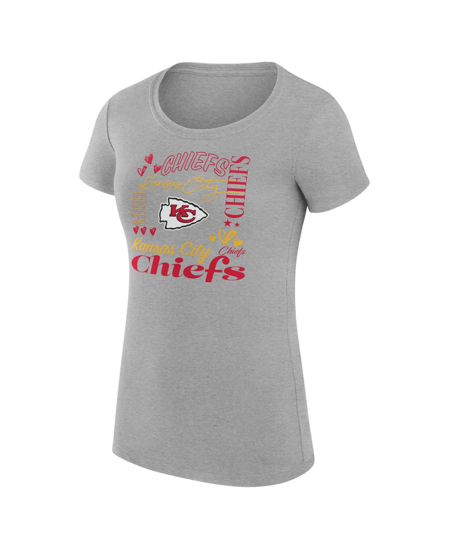 Женская футболка G-III 4Her by Carl Banks Heather Gray Kansas City Chiefs Super-Slim Fit Lightweight Collage Team — фото 2