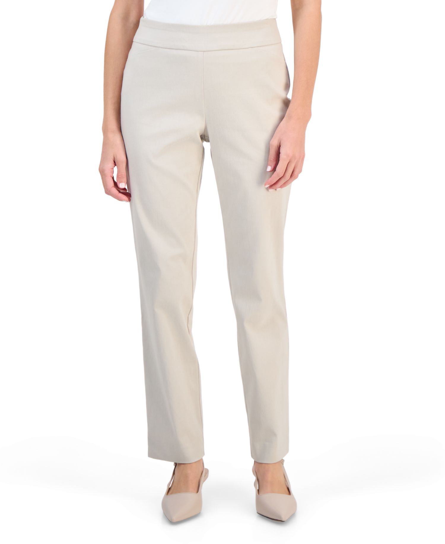 Petite Tummy-Control Cambridge Stretch Slim-Leg Pants