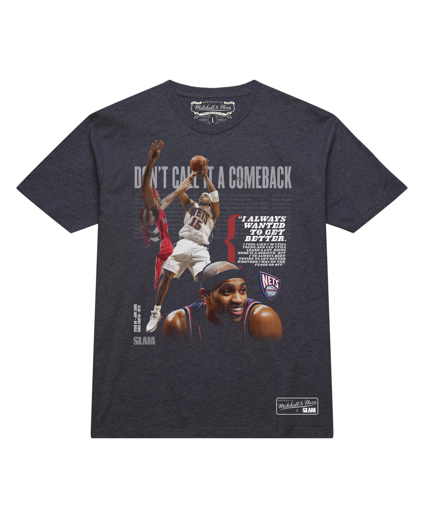 Футболка Mitchell & Ness Vince Carter Charcoal New Jersey Nets Don't Call It A Comeback — фото 5