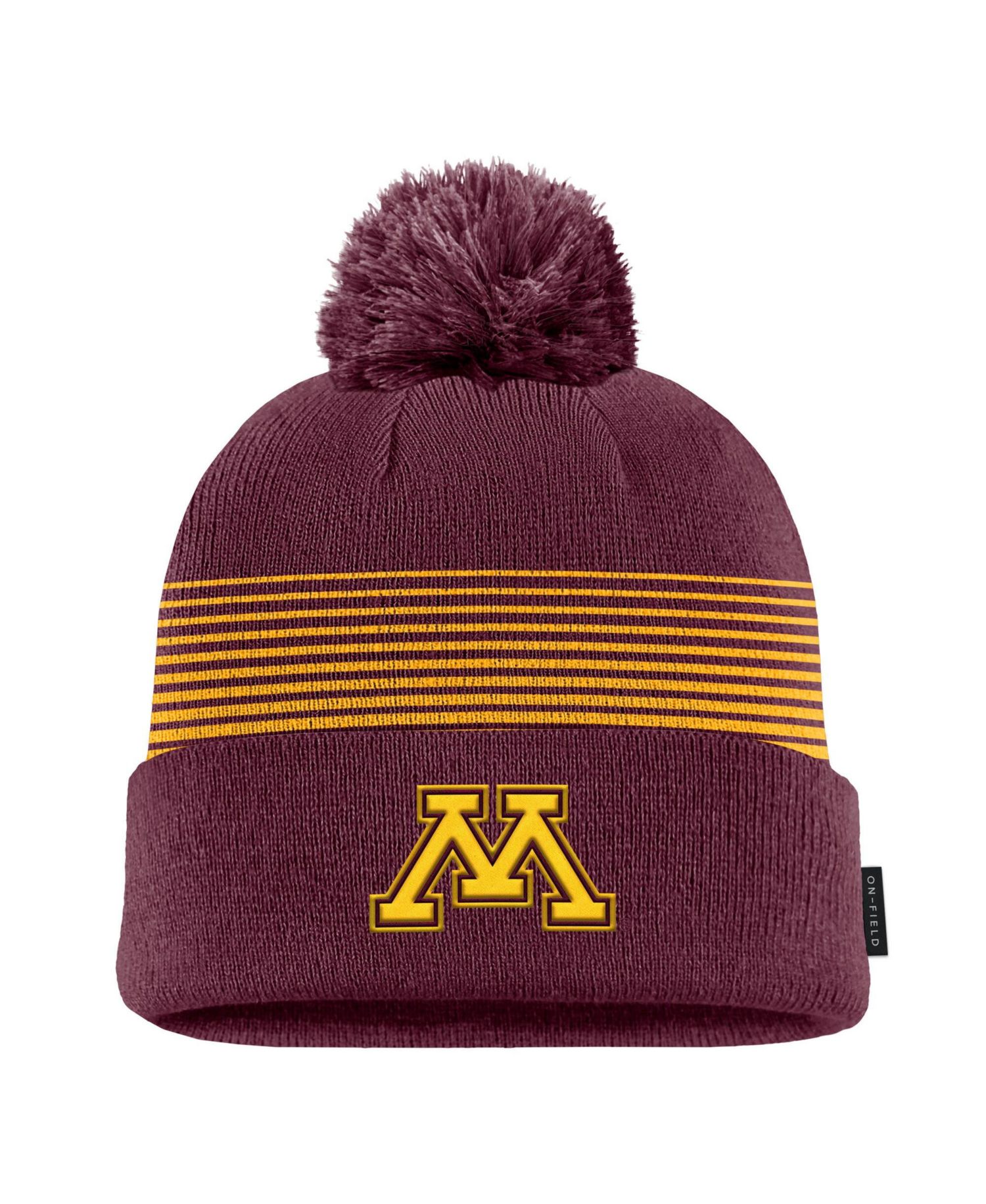 Men's Maroon Minnesota Golden Gophers 2026 On-Field Peak Cuffed Knit Hat with Pom