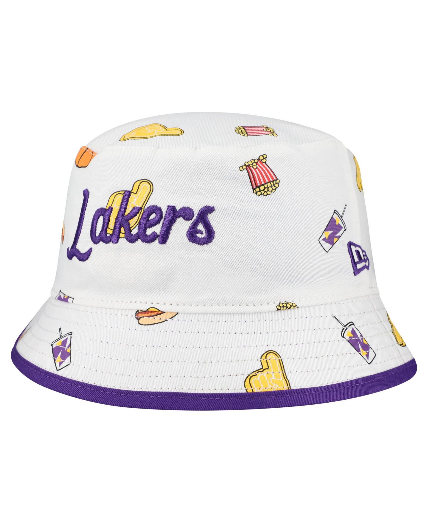 Мужская панама New Era White Los Angeles Lakers Team Cheer Reversible Bucket Hat — фото 1