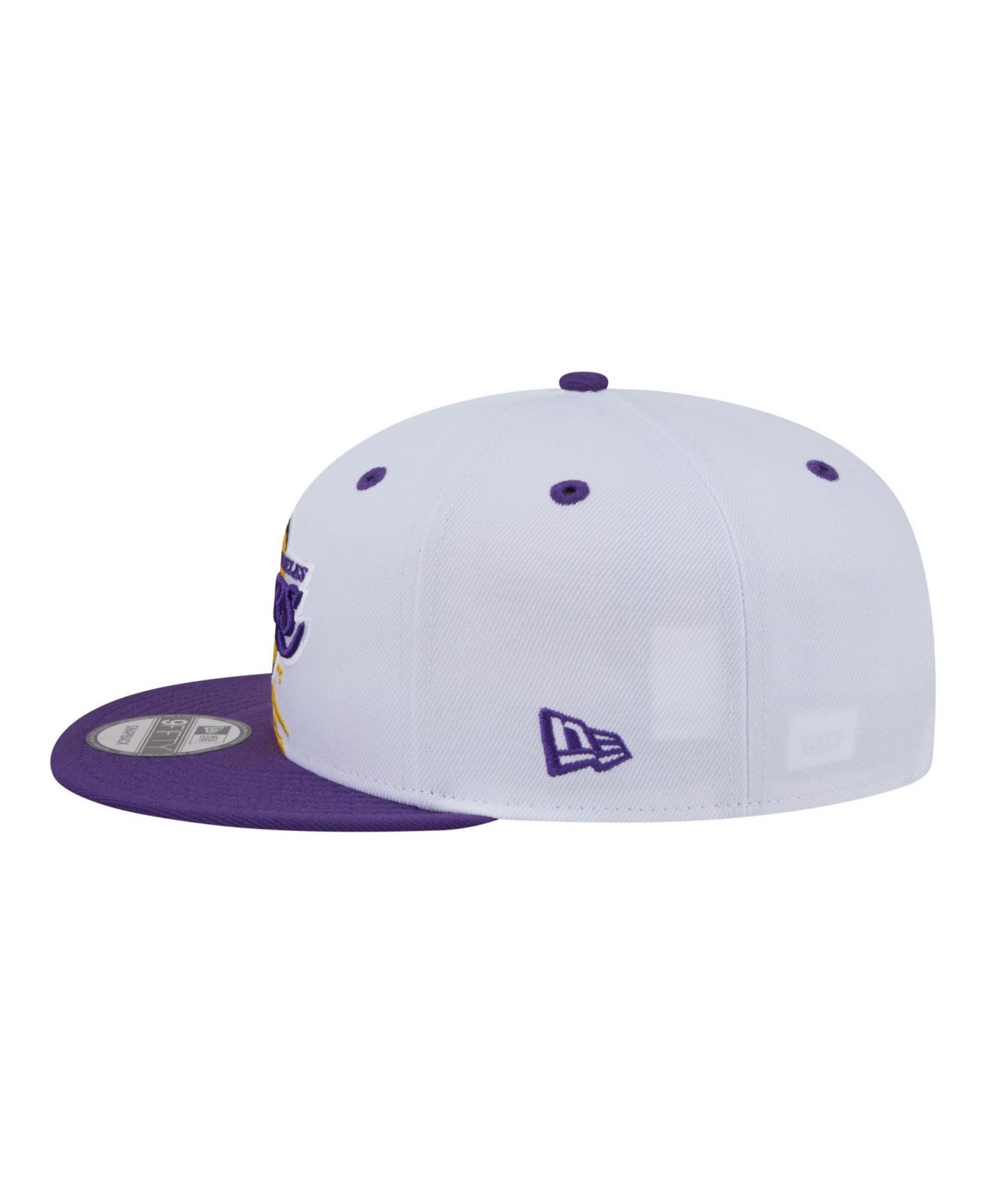 Мужская кепка New Era White/Purple Los Angeles Lakers Swept 9FIFTY Snapback Hat — фото 7