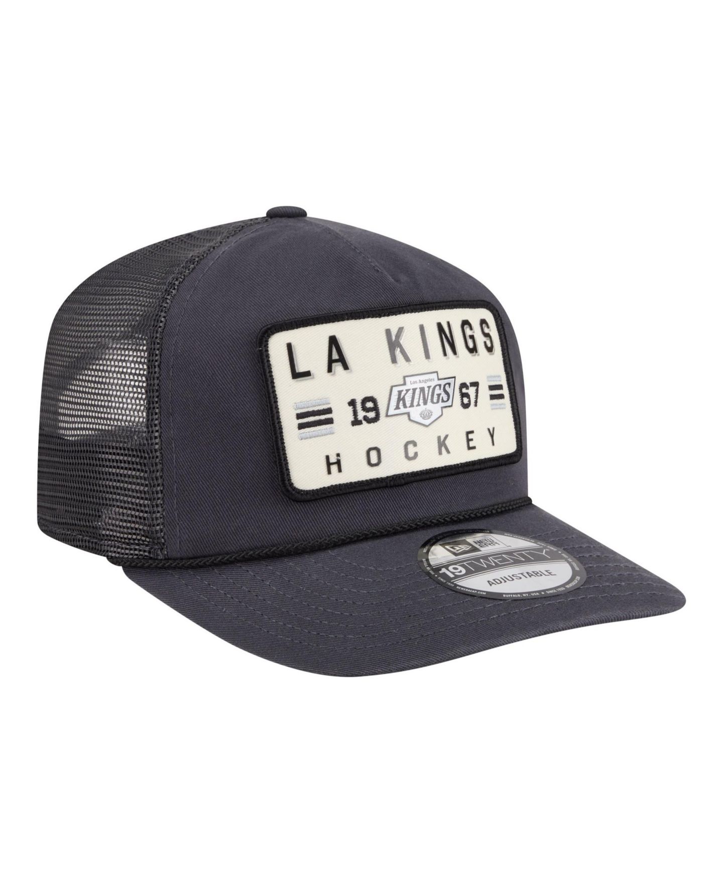 Мужская кепка New Era Charcoal Los Angeles Kings Washed Patch 19TWENTY Trucker Adjustable Hat — фото 3