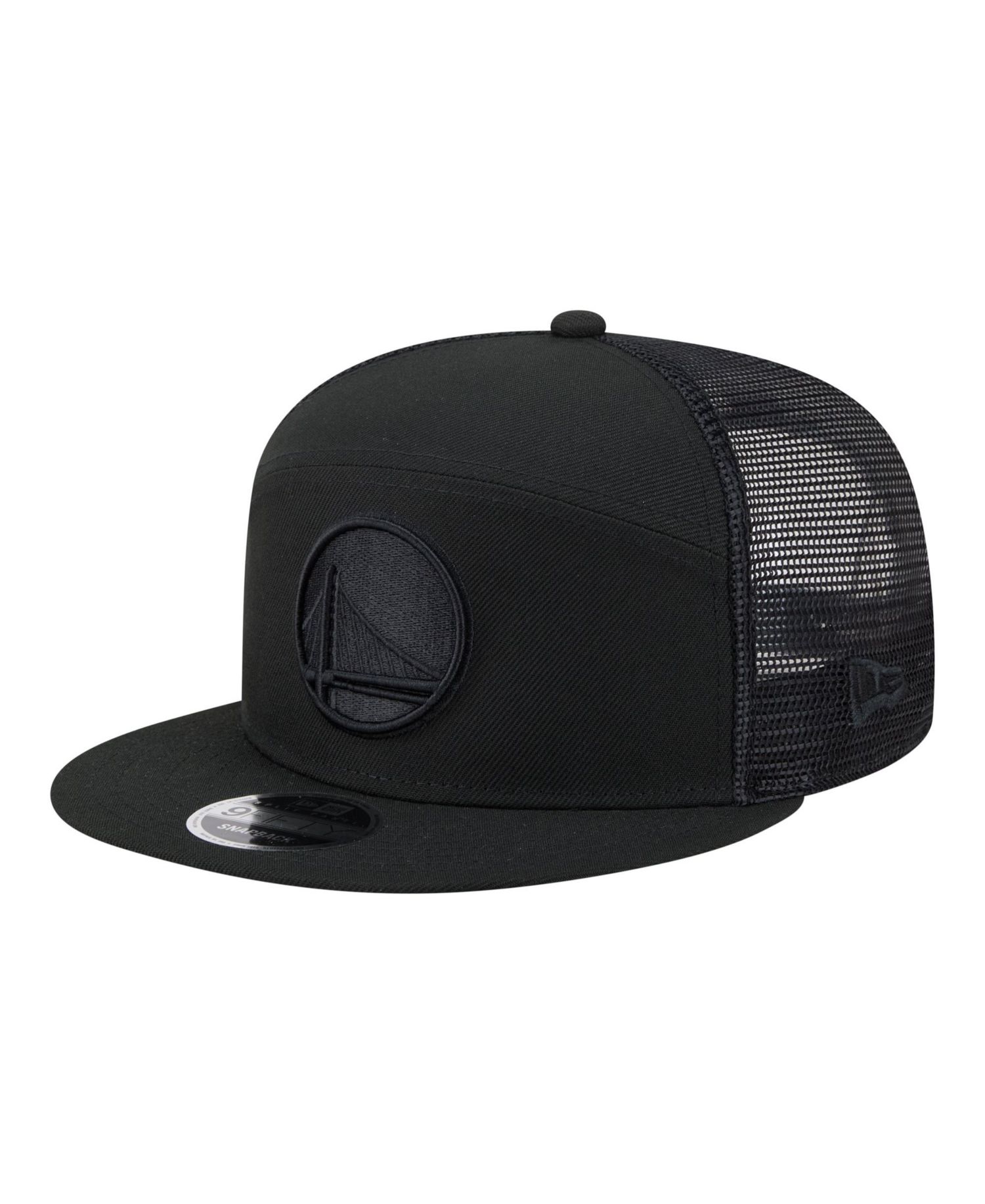 Men's Black Golden State Warriors Block Split Panel 9FIFTY Snapback Hat