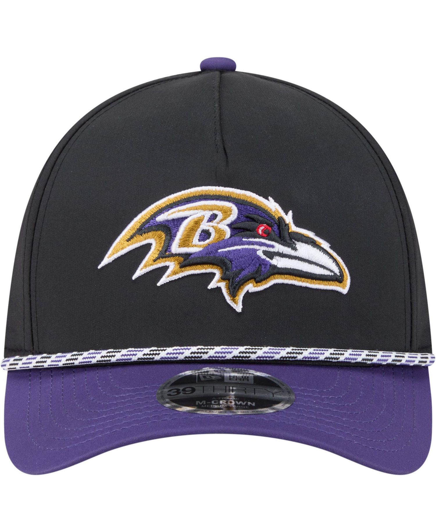 Men's Black/Purple Baltimore Ravens Rope M-Crown A-Frame 39THIRTY Flex Hat