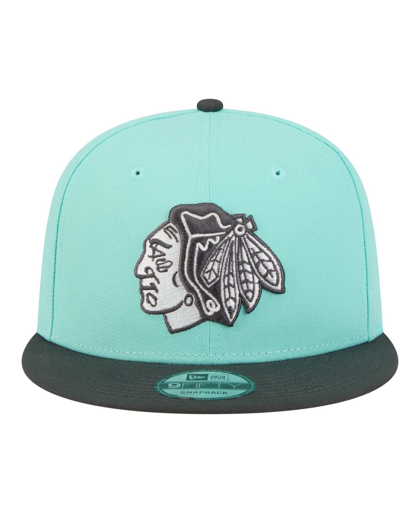 Мужские головные уборы New Era Turquoise/Charcoal Chicago Blackhawks Two-Tone Color Pack 9FIFTY Snapback Hat — фото 2