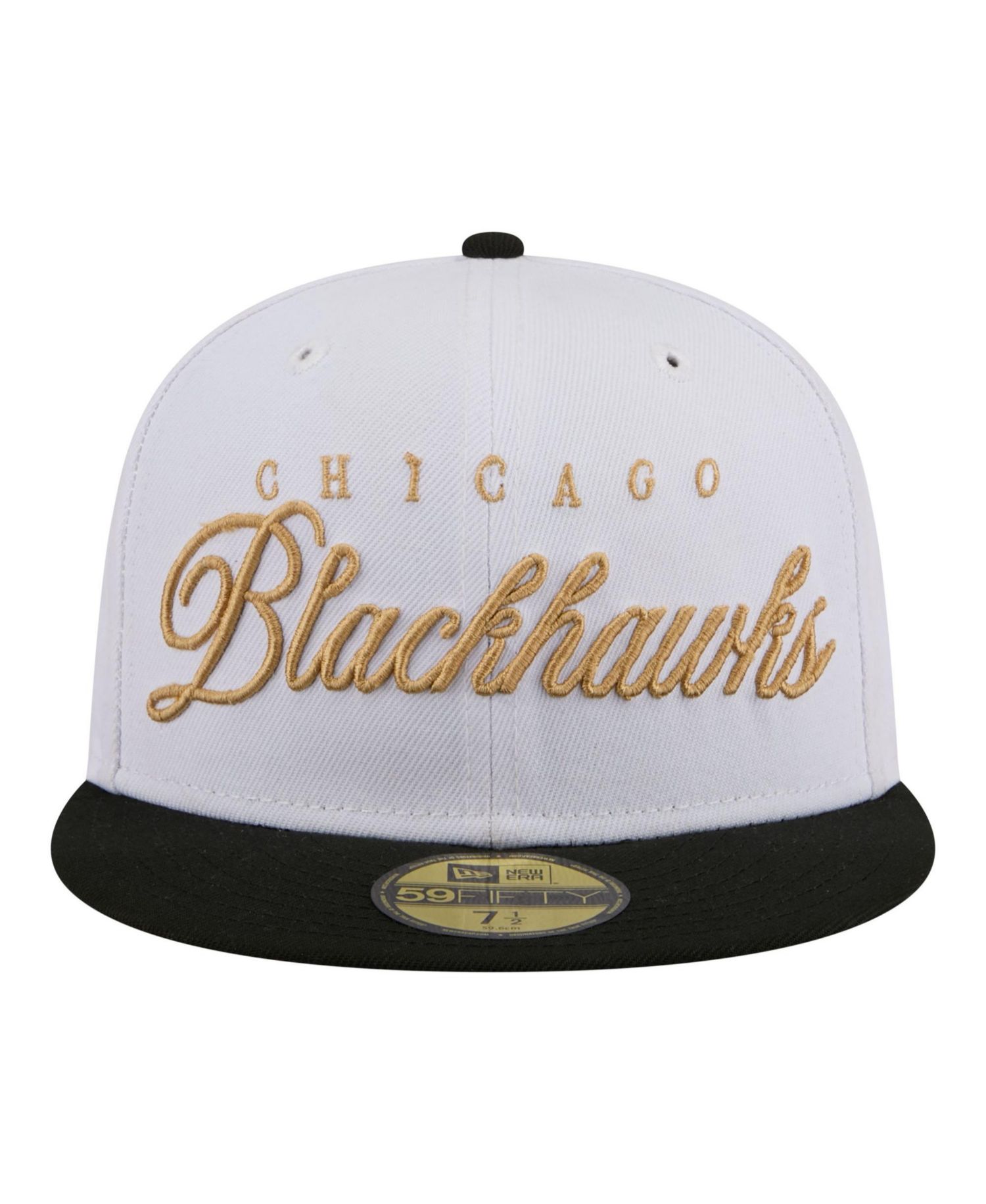 Men's White/Black Chicago Blackhawks Scripted 59FIFTY Fitted Hat