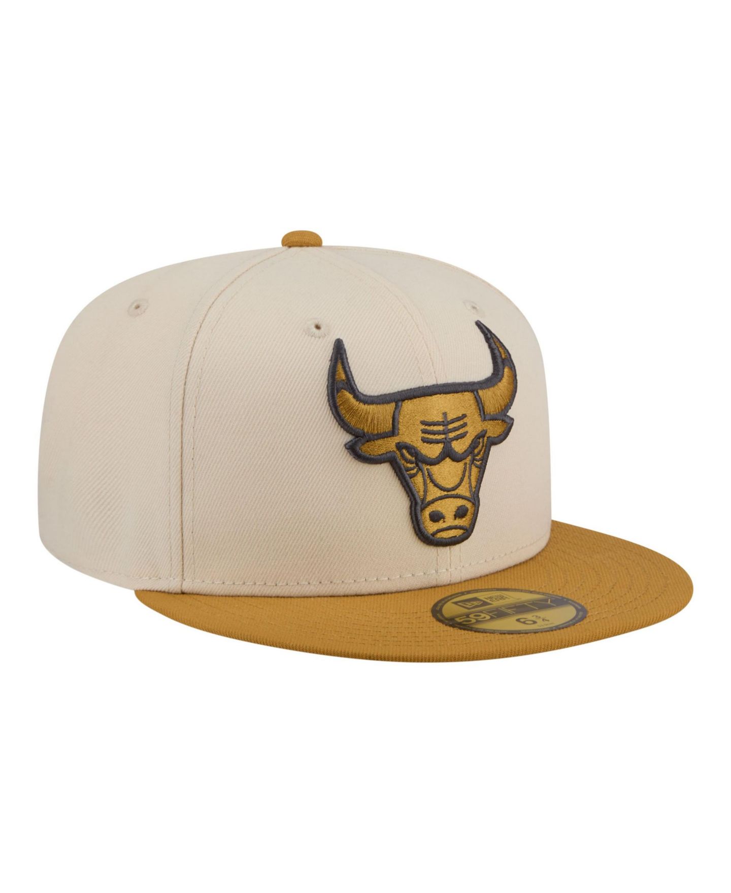 Мужские головные уборы New Era Cream/Tan Chicago Bulls Two-Tone Color Pack 59FIFTY Fitted Hat — фото 3