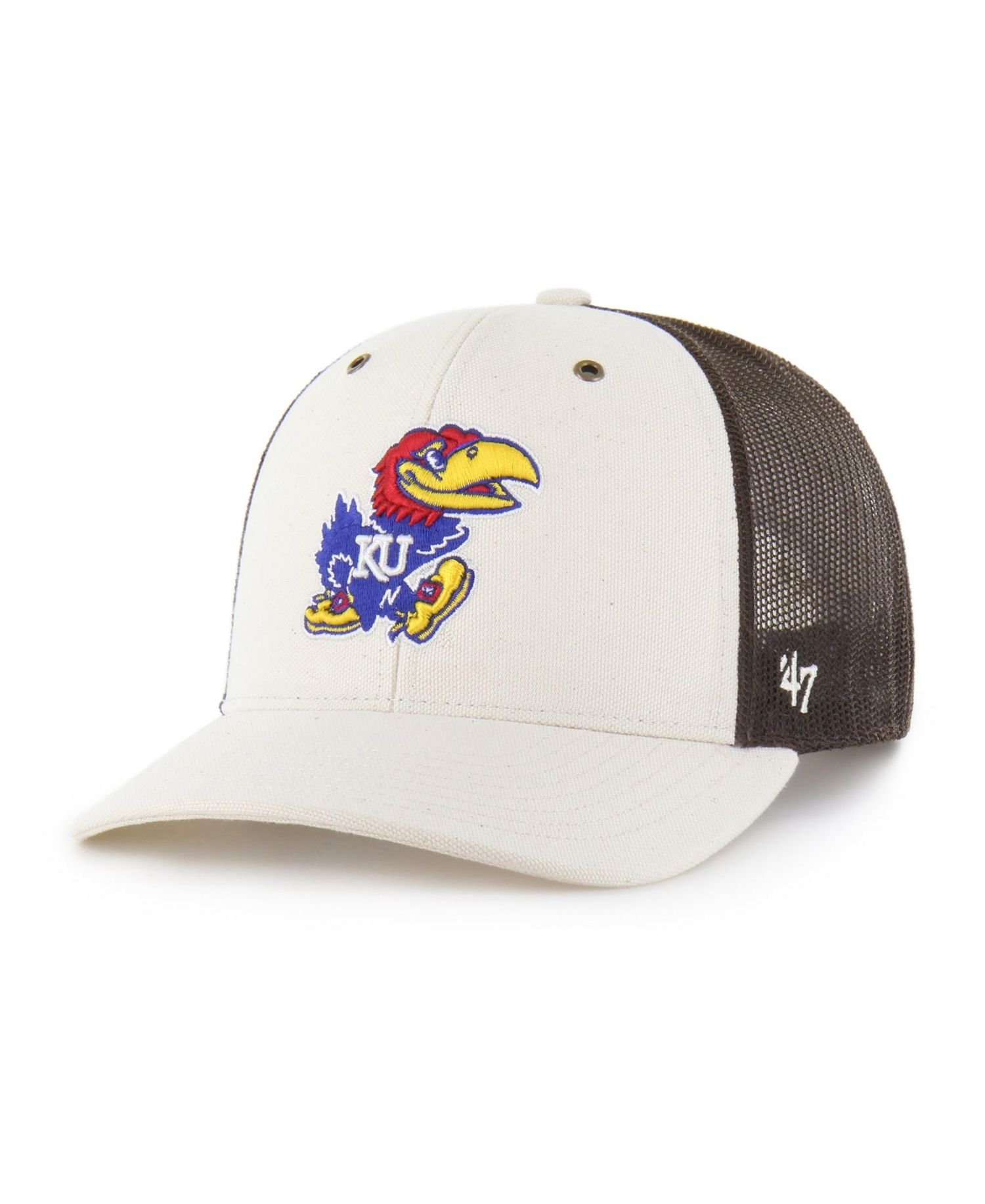 Men's Natural/Brown Kansas Jayhawks Undyed Trucker Adjustable Hat