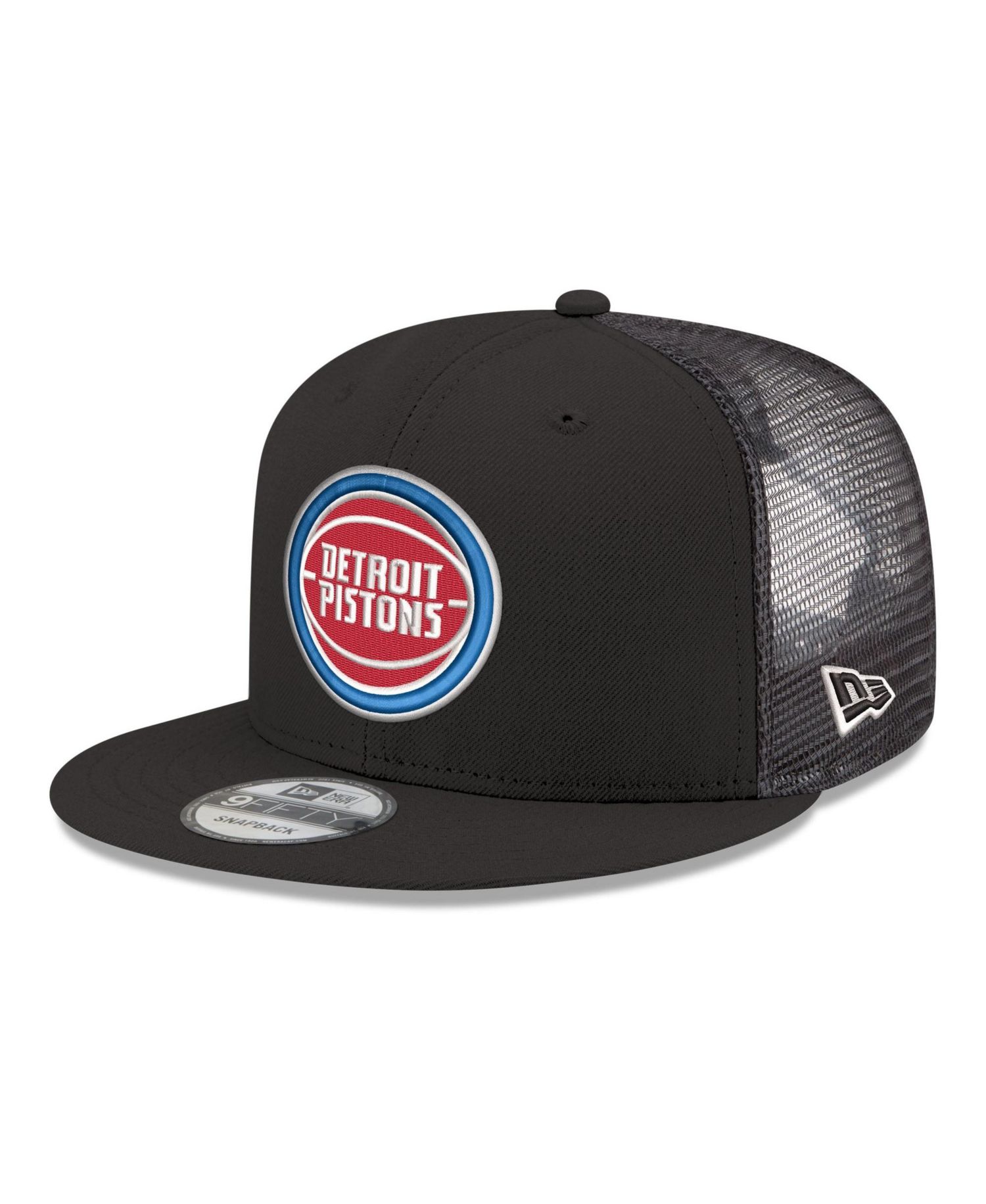 Men's Black Detroit Pistons Core Logo Meshback 9FIFTY Snapback Hat