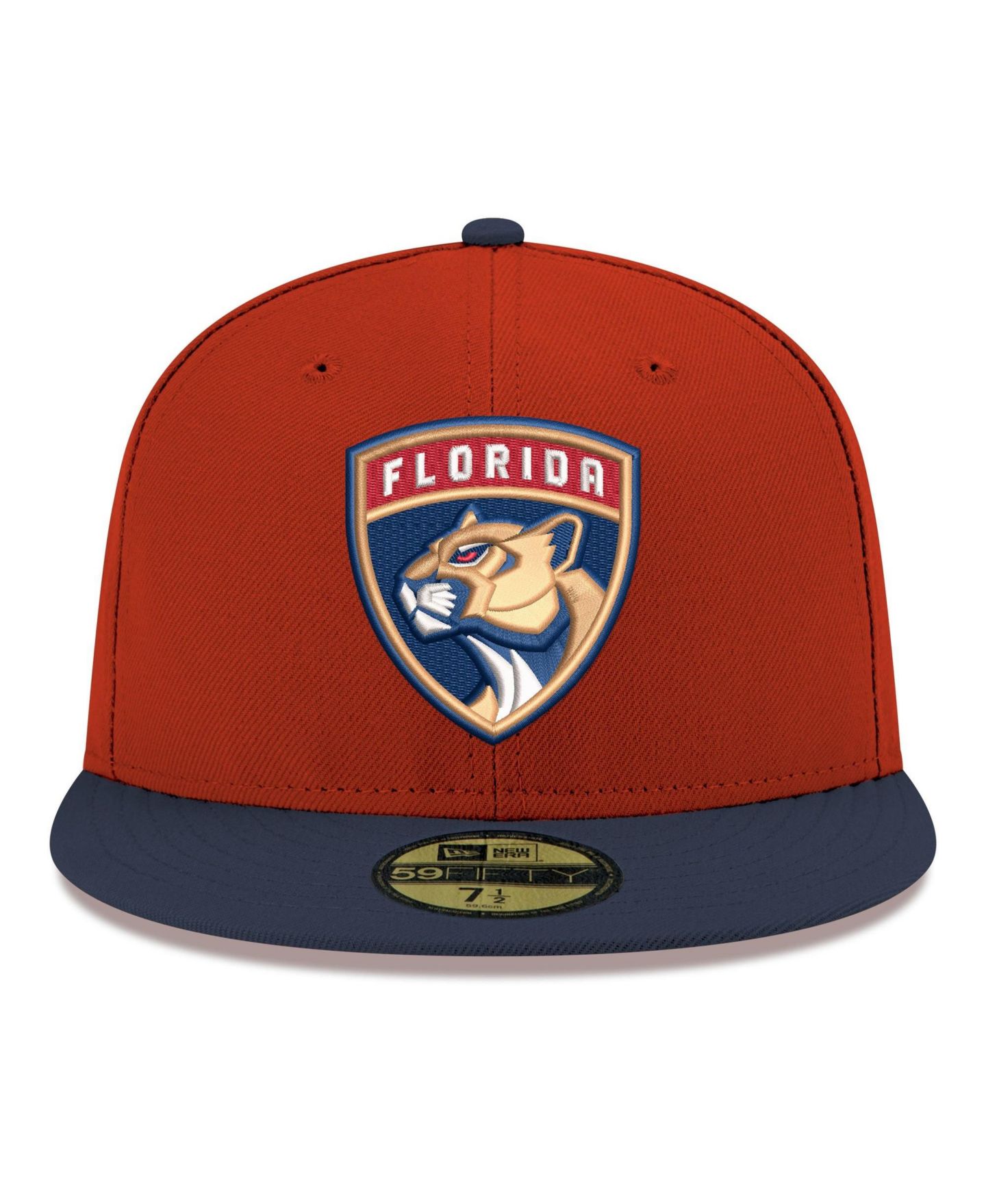Мужская кепка New Era Red Florida Panthers Core Logo Two-Tone 59FIFTY Fitted Hat — фото 2