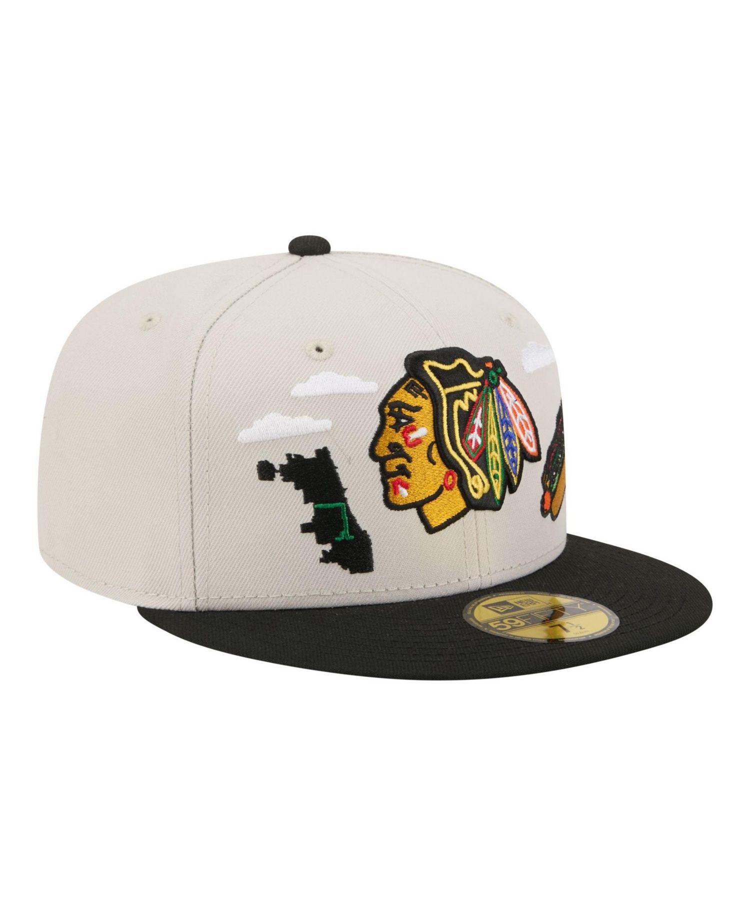 Men's Tan/Black Chicago Blackhawks Localized City Icon 59FIFTY Fitted Hat