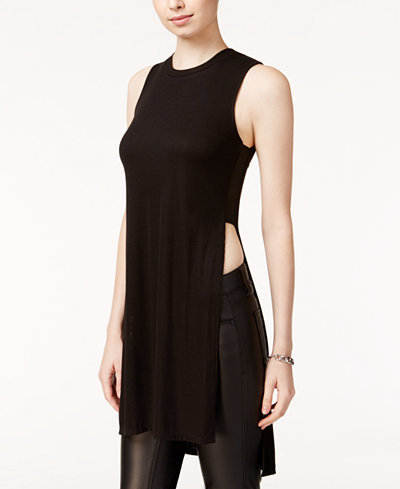 Bar III Ribbed Slit Tunic, Only at Macy's