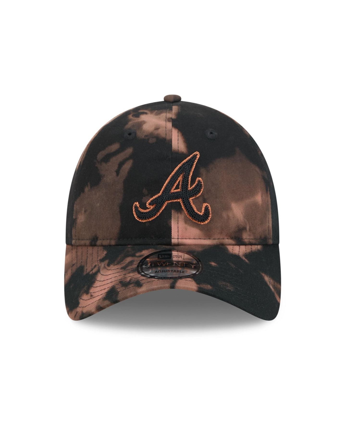Мужская кепка New Era Black Atlanta Braves Bleach Wash 9TWENTY Adjustable Hat — фото 2