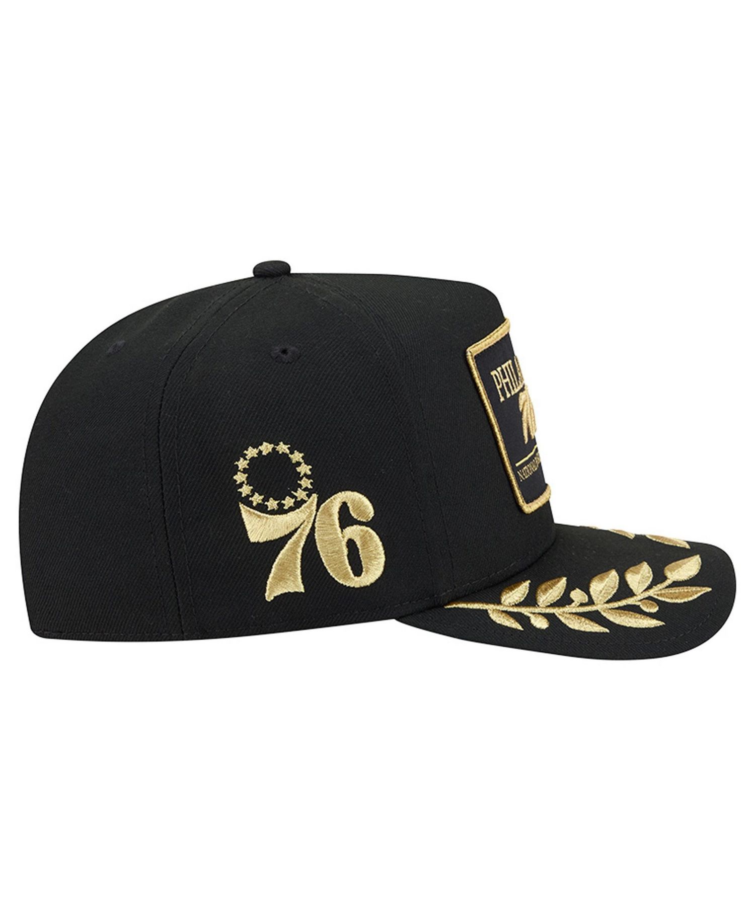Men's Black Philadelphia 76ers Golden 9FIFTY Snapback Hat