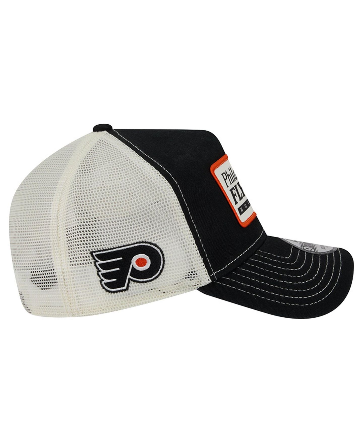 Мужская кепка New Era Black/White Philadelphia Flyers Skater Patch A-Frame 9FORTY Adjustable Trucker Hat — фото 6