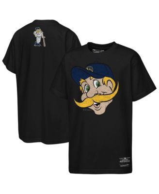 Big Boys and Girls Black Milwaukee Brewers Big Face Mascot T-Shirt