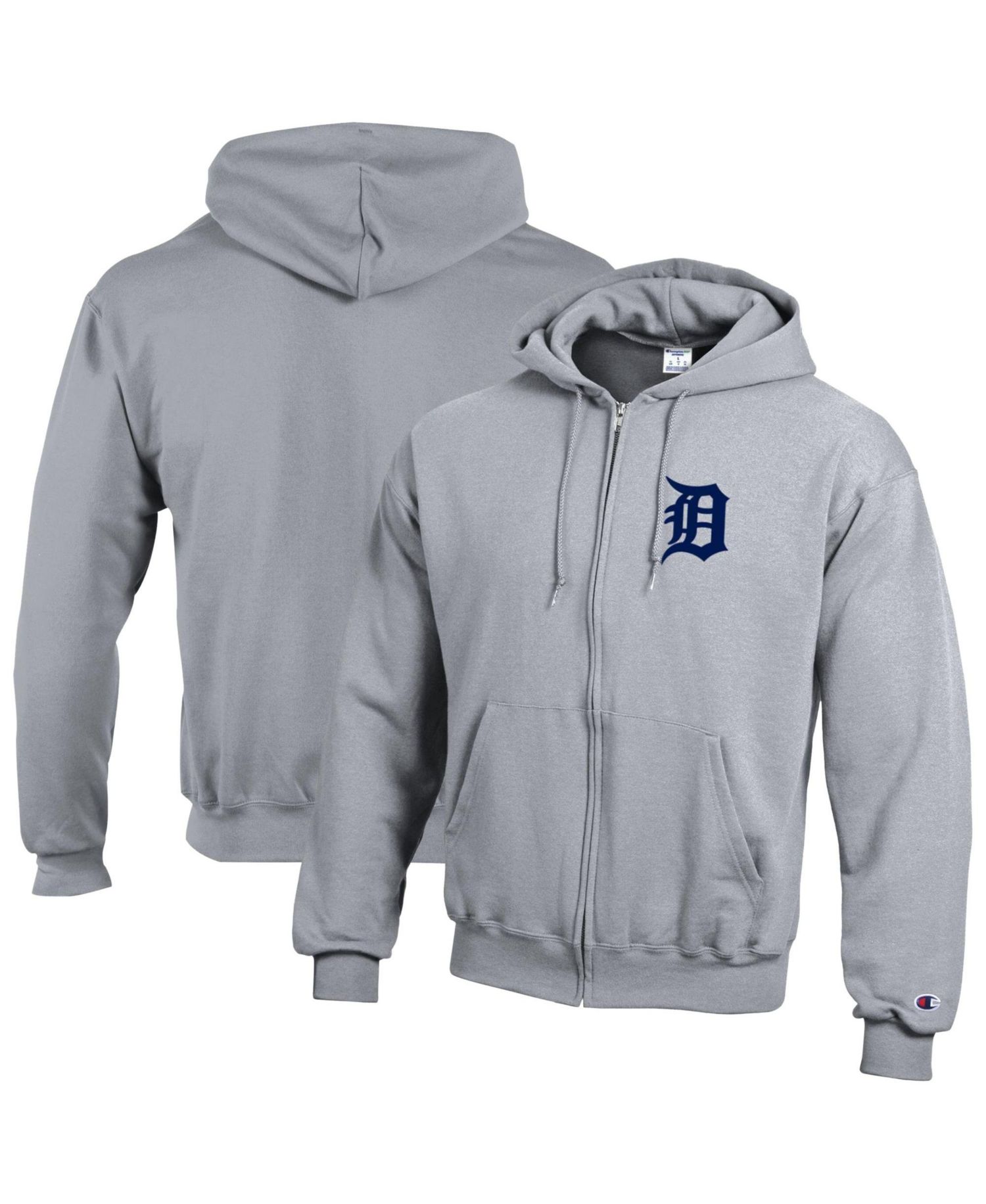 Men's Heather Gray Detroit Tigers Powerblend Full-Zip Hoodie