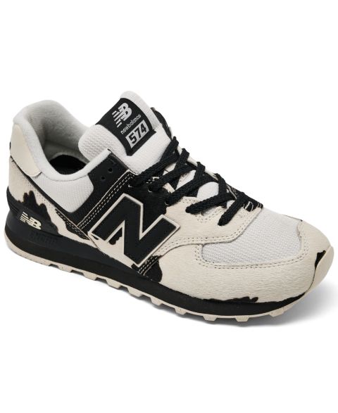 Женские кроссовки New Balance 574 Cow Print Fashion, цвет: Чёрный / Белый