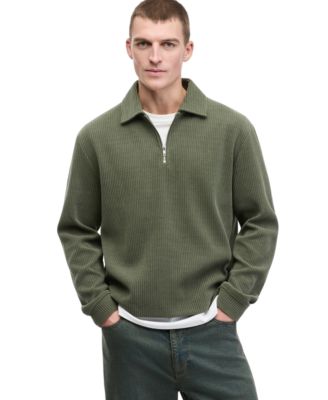 Men's Long-Sleeve Relaxed-Fit Quarter-Zip Polo Shirt, Macy's Exclusive