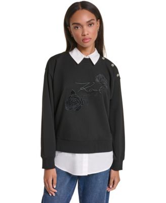 Women's Collared Twoffer Oversized Sweatshirt