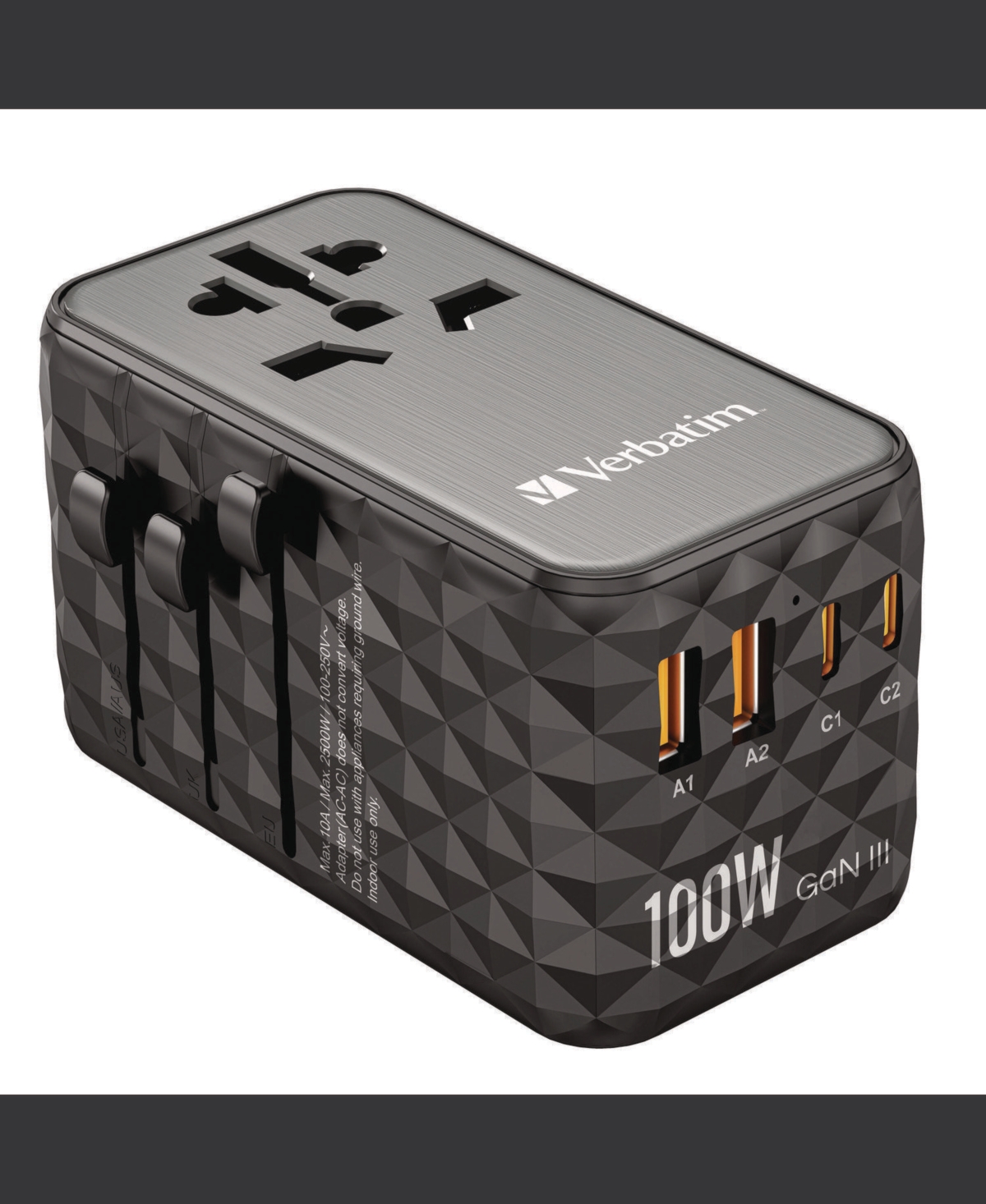 Verbatim 32121 Uta-06 Gan Iii 2-usb-a/2-usb-c/Quick Charge 4plus Universal Travel Adapter