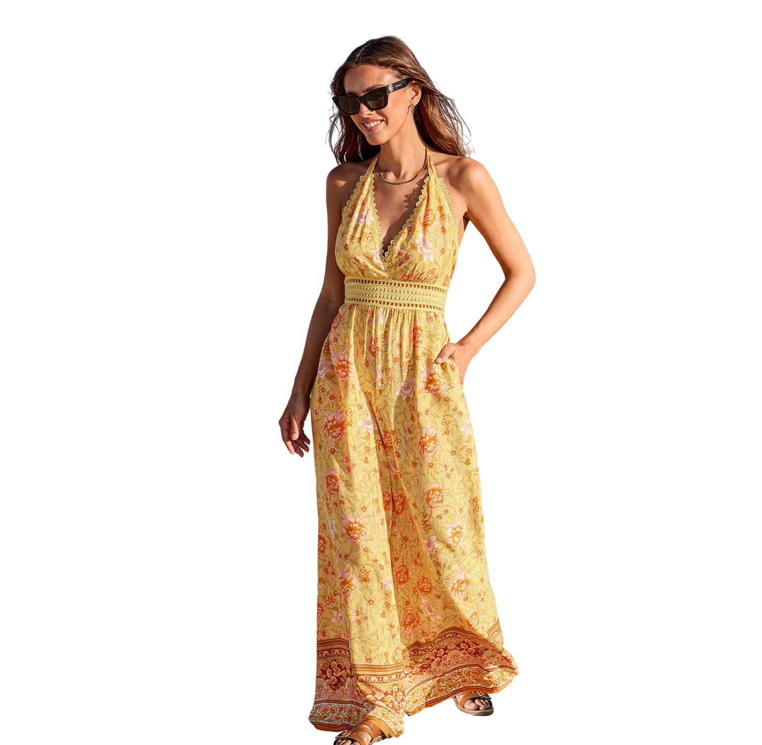Women's Halter Neck Floral Jumpsuit