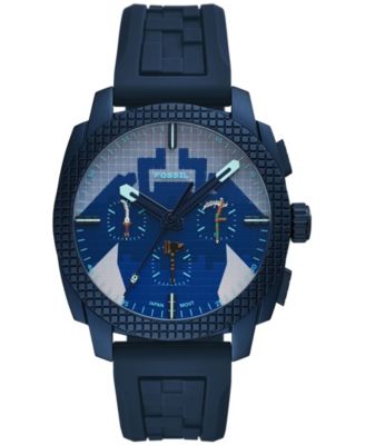 Unisex Minecraft Dungeons II Chronograph Quartz Blue Silicone Band Watch 44mm