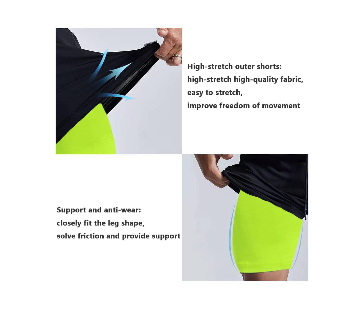 Мужские шорты peneyon 2 In 1 Quick Dry Running Shorts Athletic Workout With Pockets, цвет: Open Miscellaneous — фото 3