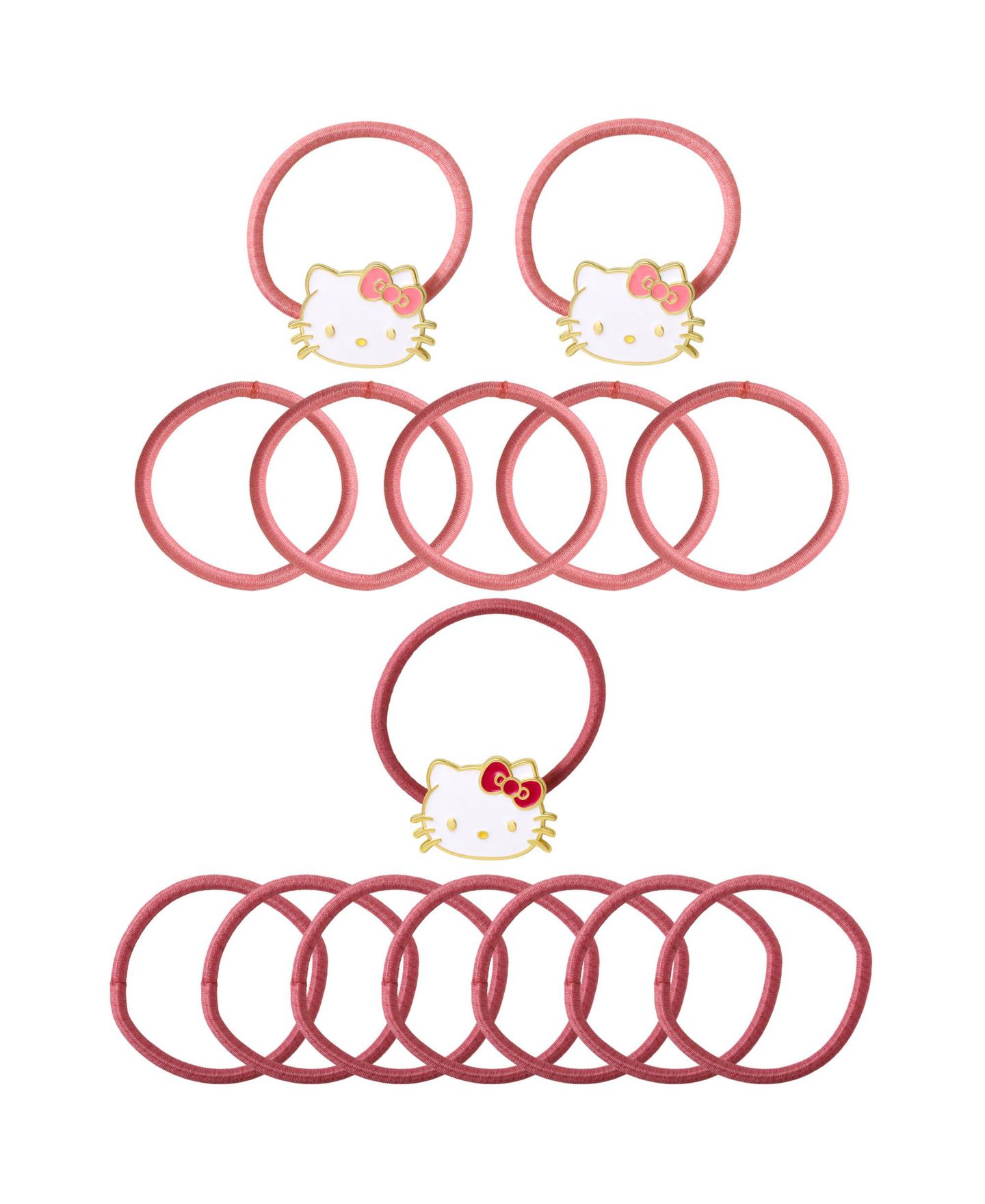 Аксессуары для волос Hello Kitty Metal Pendant Hair Ties, 15-Piece Set для девочек, цвет: Розовый — фото 5